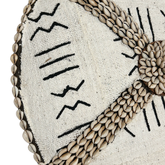 Bamileke Shield With MudCloth and Cowrie Cross